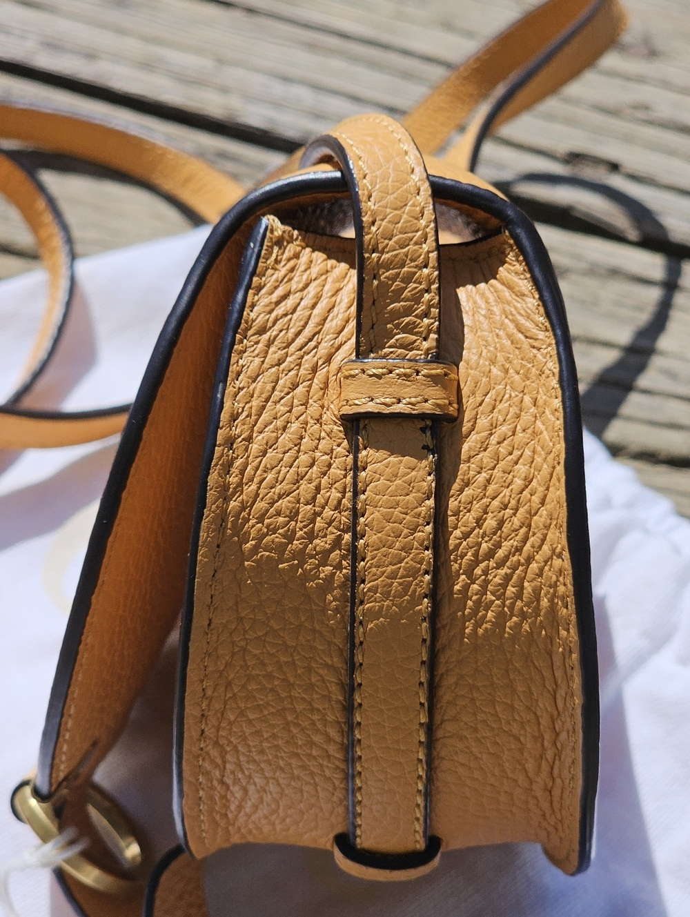 NANO Chloe Mini Marcie Saddle Crossbody Bag in Tan Apricot - Picture 5 of 16